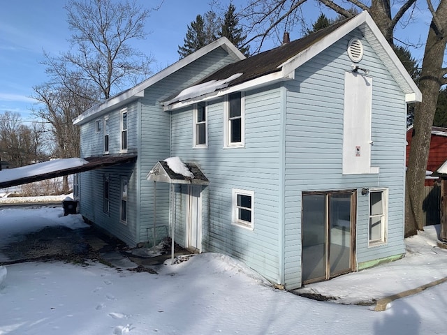 view of snowy exterior