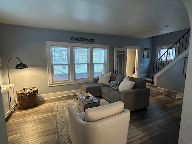 living room featuring hardwood / wood-style floors