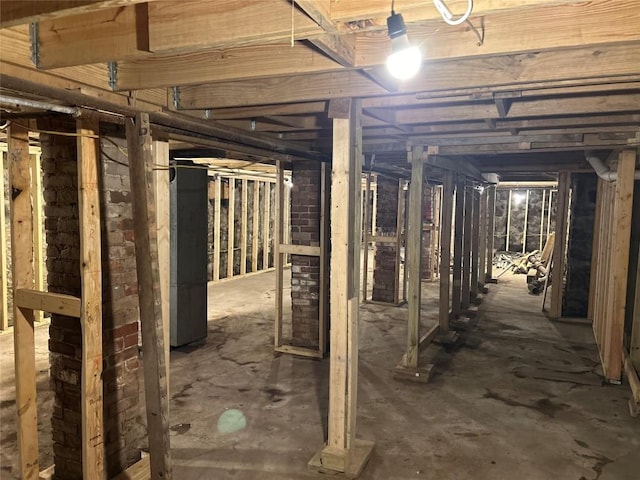 view of unfinished basement