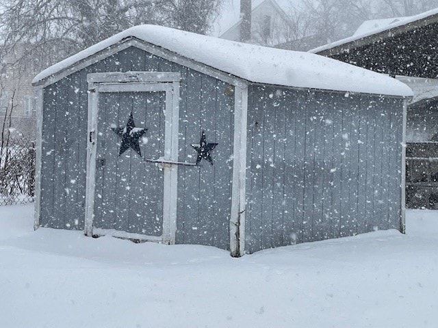 view of snow covered structure