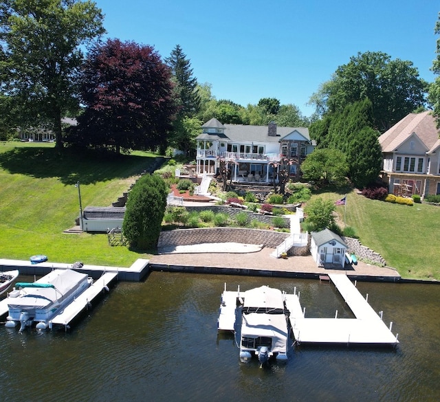 dock area featuring a water view