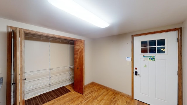 doorway featuring light wood-type flooring