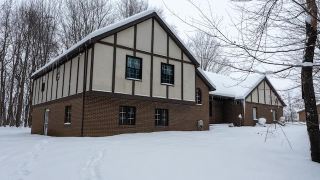 view of snow covered property