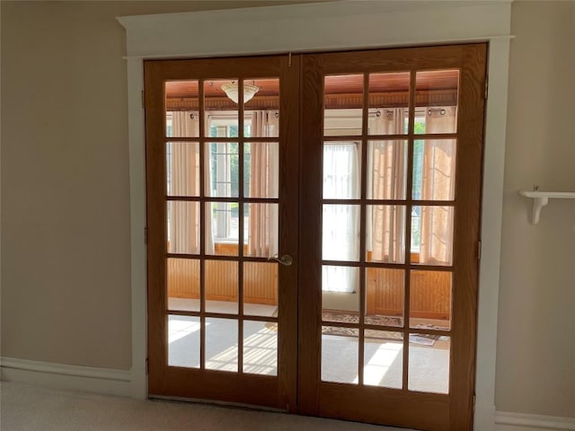 doorway to outside with french doors