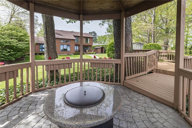 view of patio featuring a gazebo