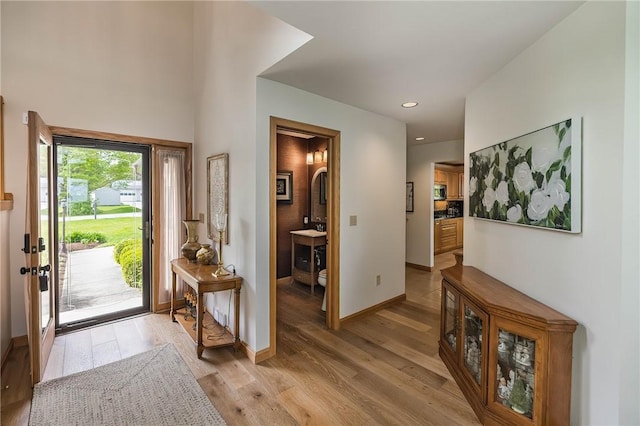 foyer featuring light hardwood / wood-style floors