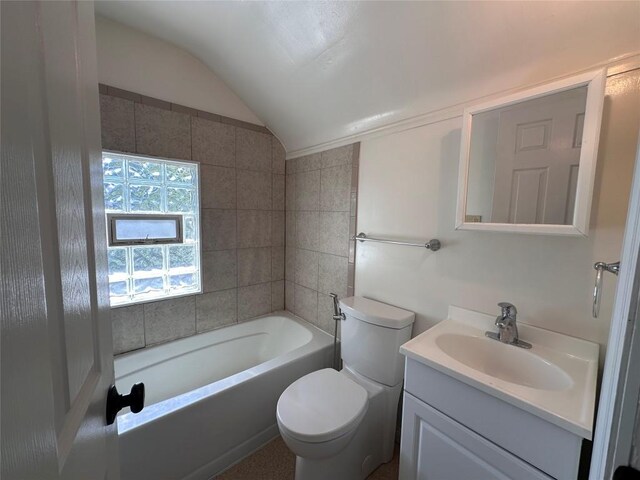3010 Oakwood St, Erie, PA 16508 - bathroom with lofted ceiling, vanity, and shower / tub combination