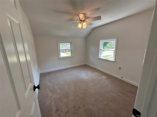 3010 Oakwood St, Erie, PA 16508 - empty room featuring lofted ceiling, carpet flooring, and ceiling fan