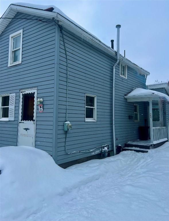 view of snow covered exterior