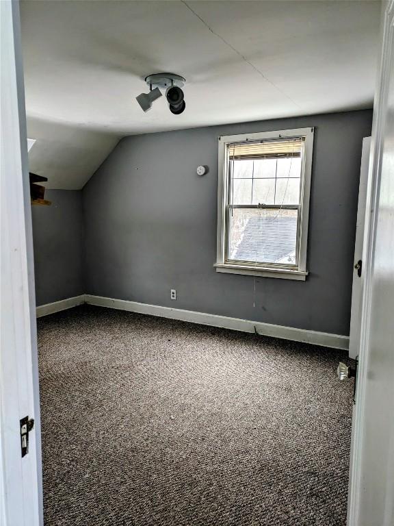 bonus room featuring lofted ceiling and carpet floors