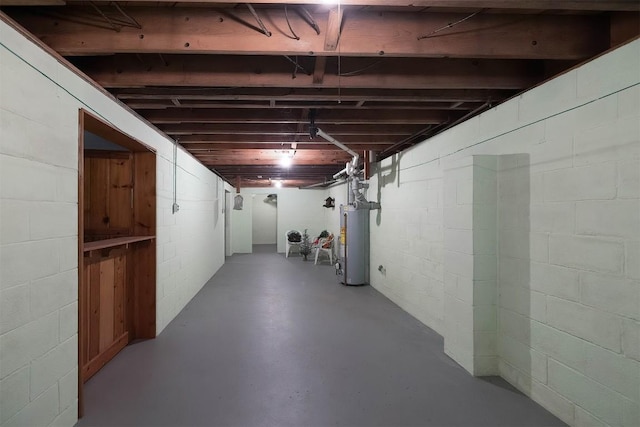 basement featuring water heater