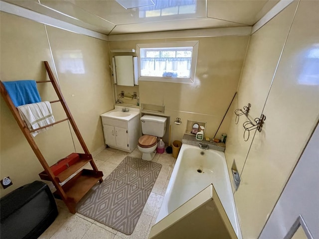 2149 Aldee Dr, Linesville, PA 16424 - bathroom with toilet, a bath, vanity, and tile patterned flooring