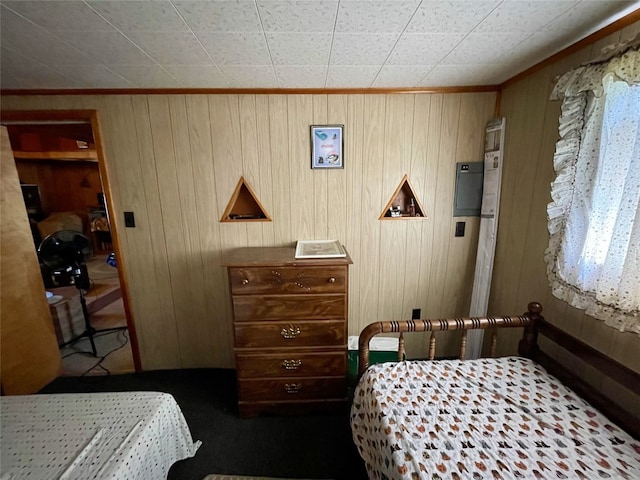 2149 Aldee Dr, Linesville, PA 16424 - bedroom featuring wooden walls and crown molding