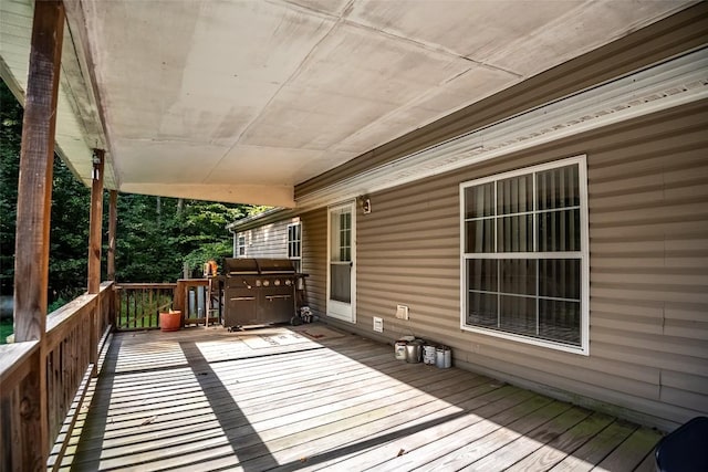 deck featuring grilling area