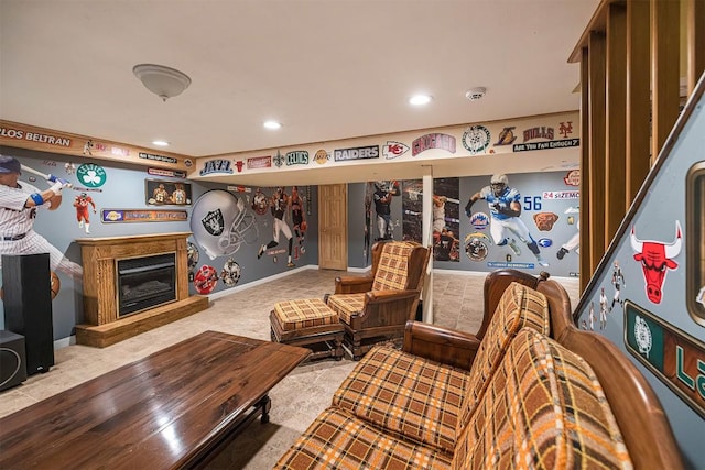 4164 Emily Dr, North East, PA 16428 - living room with a glass covered fireplace and recessed lighting