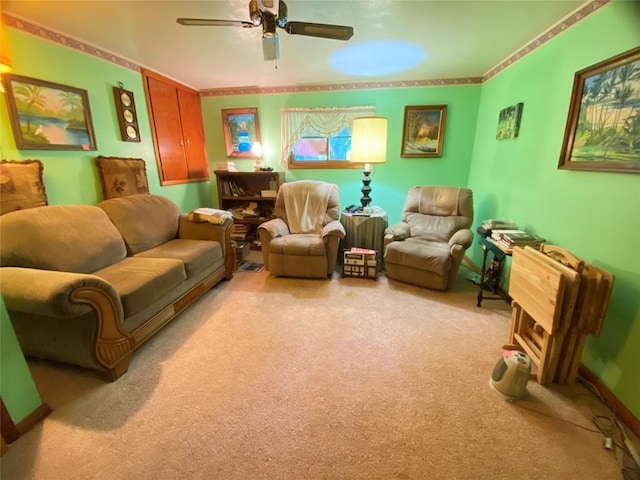 interior space featuring ceiling fan