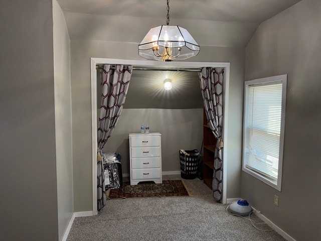 747 E 25th St, Erie, PA 16503 - walk in closet featuring a chandelier, carpet flooring, and lofted ceiling