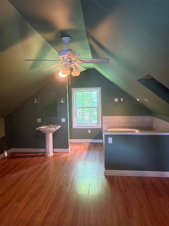 518 Spring St, Jamestown, PA 16134 - additional living space featuring ceiling fan, wood finished floors, and vaulted ceiling