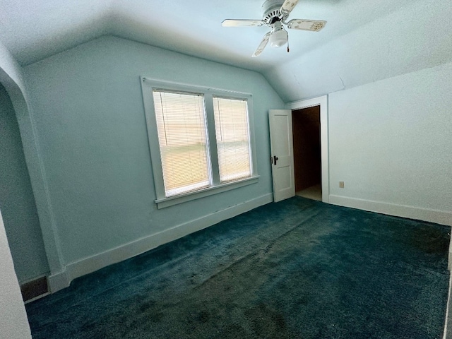 957 E 29th St, Erie, PA 16504 - additional living space featuring vaulted ceiling, ceiling fan, carpet floors, and arched walkways