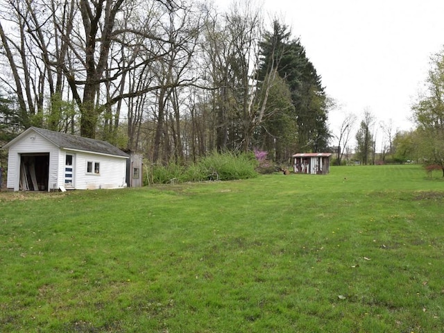 view of yard featuring an outdoor structure