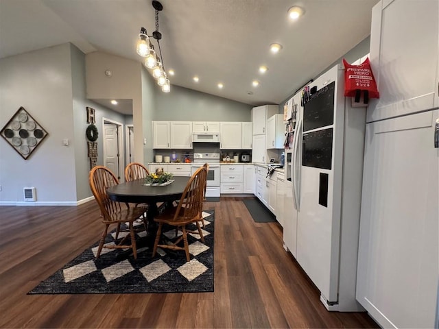 112 Willadell Rd, Pa, PA 16154 - dining area featuring vaulted ceiling, dark wood-type flooring, and recessed lighting