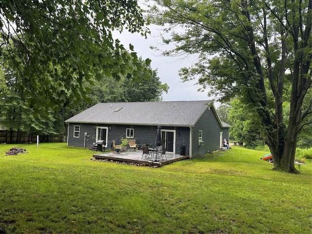 112 Willadell Rd, Pa, PA 16154 - rear view of house featuring a fire pit and a wooden deck