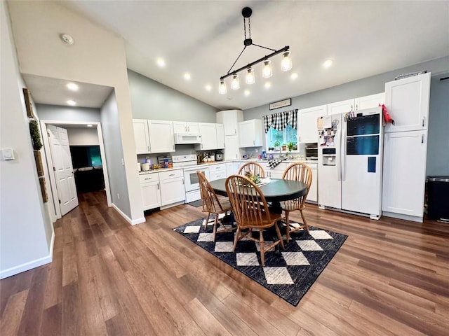 112 Willadell Rd, Pa, PA 16154 - dining room with dark wood finished floors, vaulted ceiling, and recessed lighting