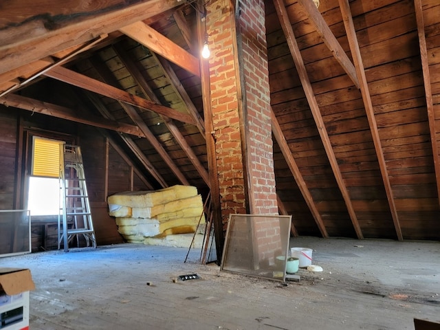 view of unfinished attic