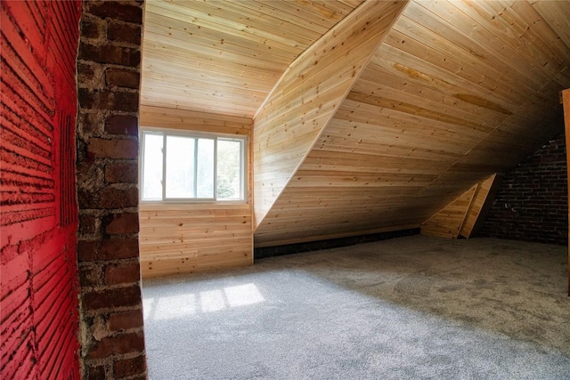 1032 Newton Ave, Erie, PA 16511 - bonus room with lofted ceiling, wood ceiling, carpet floors, and wood walls