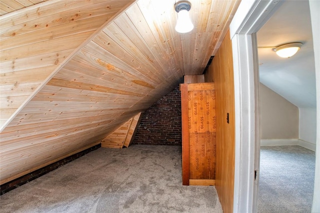1032 Newton Ave, Erie, PA 16511 - additional living space featuring carpet flooring, vaulted ceiling, wooden ceiling, and brick wall
