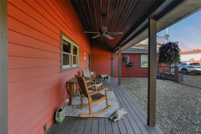11221 W Greene Rd, Waterford, PA 16441 - deck at dusk with ceiling fan