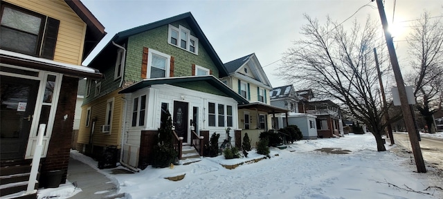 view of snow covered exterior