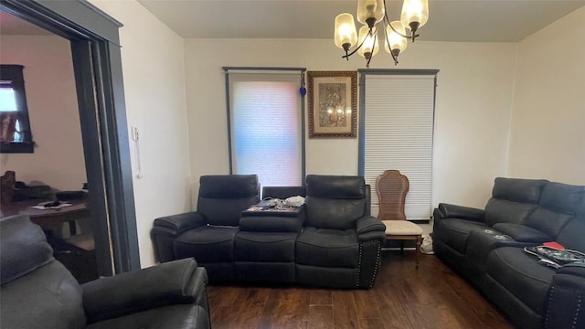457 E 24th St, Erie, PA 16503 - living room featuring a chandelier and dark wood-style floors