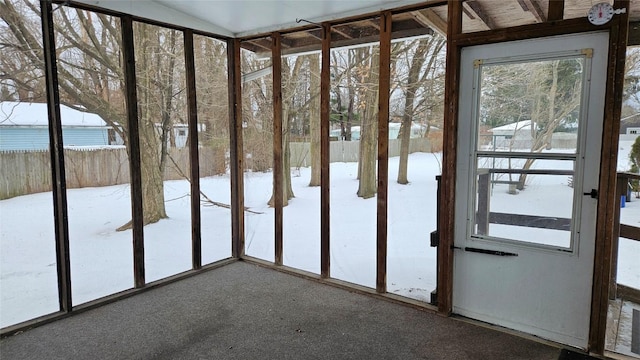 view of unfurnished sunroom