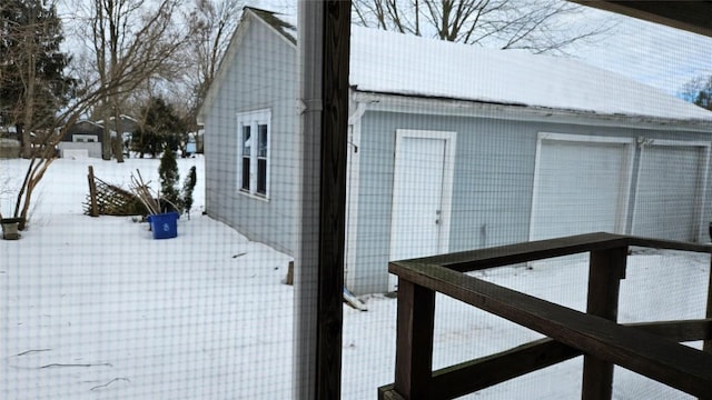 view of snow covered exterior