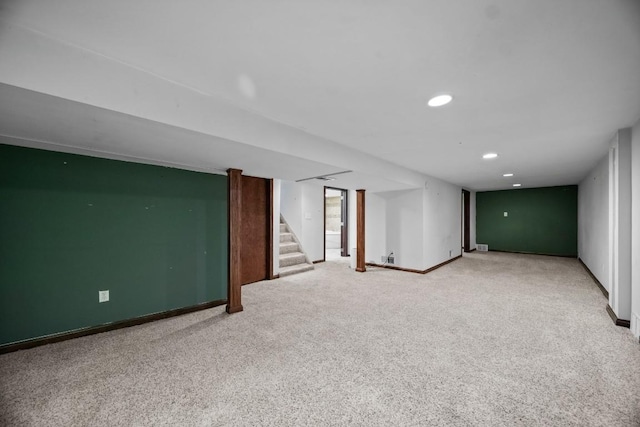 basement with carpet floors