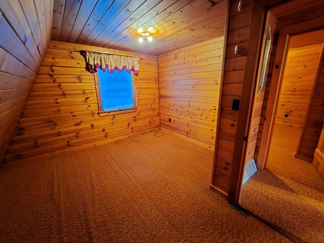 interior space with wood walls and wood ceiling