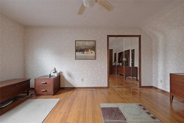 5219 W 52nd St, Fairview, PA 16415 - home office with light wood-type flooring, wallpapered walls, and a ceiling fan
