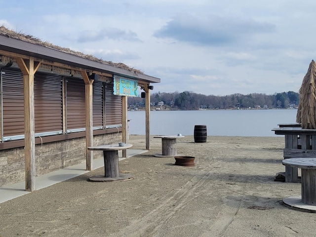 dock area featuring a water view