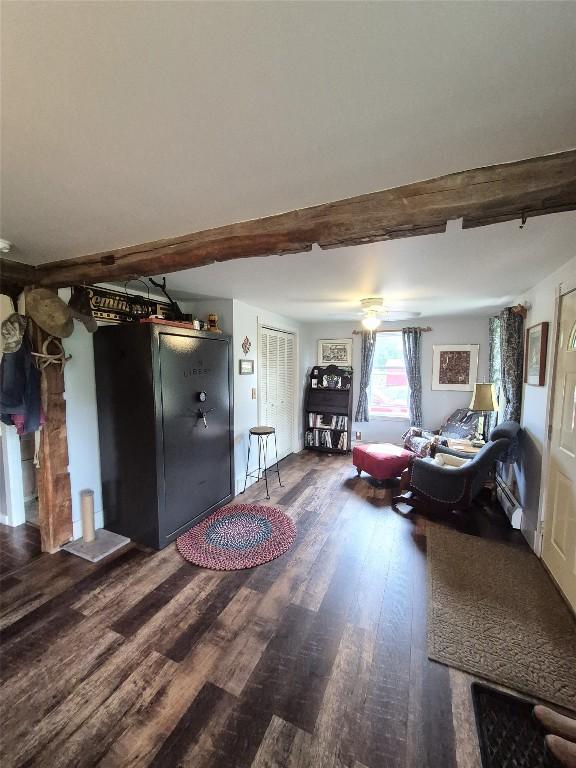 23754 S Beaver Rd, Springboro, PA 16435 - living area featuring wood finished floors and beamed ceiling
