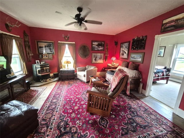 23754 S Beaver Rd, Springboro, PA 16435 - living area featuring wood finished floors and a ceiling fan