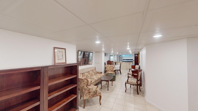 living area featuring light tile patterned floors