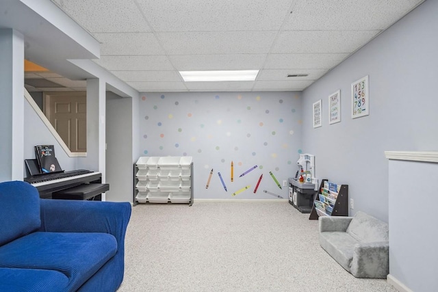 5501 Stone Run Dr, Fairview, PA 16415 - game room featuring a paneled ceiling and carpet
