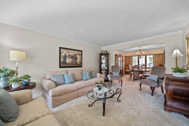 5124 W Ridge Rd, Erie, PA 16506 - living area featuring a chandelier, crown molding, and light colored carpet