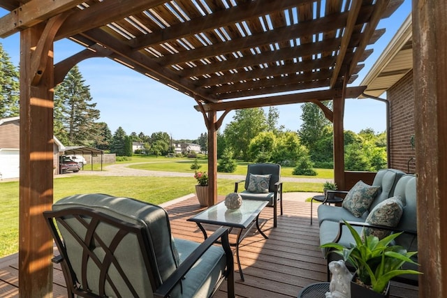 5124 W Ridge Rd, Erie, PA 16506 - deck featuring a pergola, a yard, and outdoor lounge area