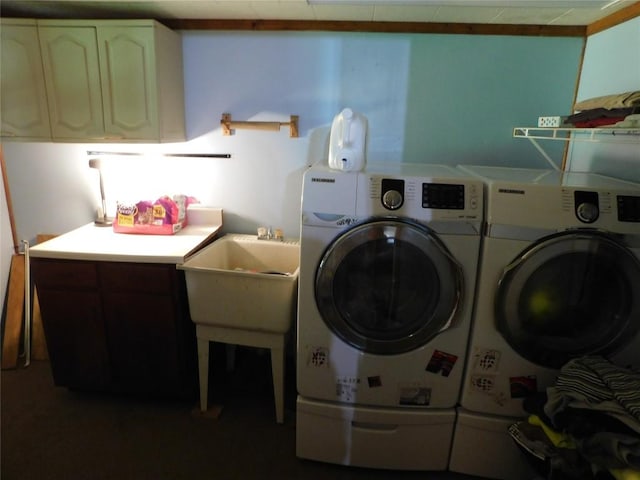 15954 Parsons Ln, Edinboro, PA 16412 - washroom featuring independent washer and dryer and cabinet space
