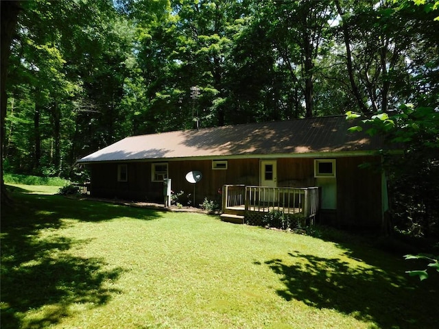 15954 Parsons Ln, Edinboro, PA 16412 - rear view of property featuring a lawn and a wooden deck