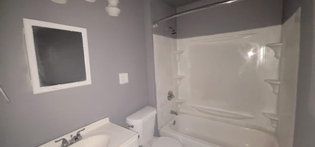 full bathroom featuring vanity, toilet, and tub / shower combination