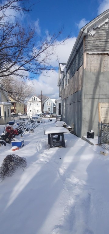 view of yard covered in snow