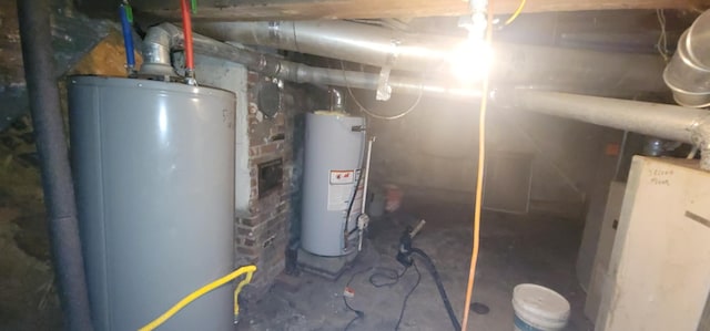 utility room with water heater